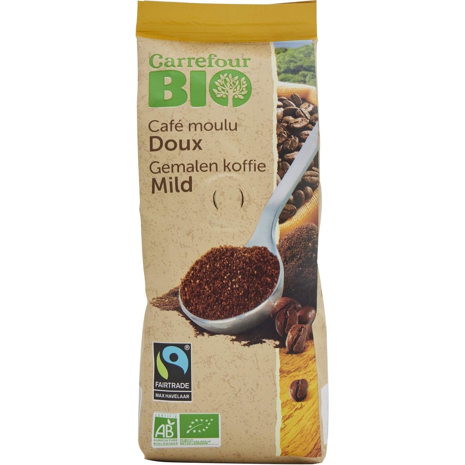 Savourez un café doux et équitable au quotidien avec CARREFOUR BIO Café Moulu 100% Arabica Doux Bio, Sachet de 250g - Lot de 3