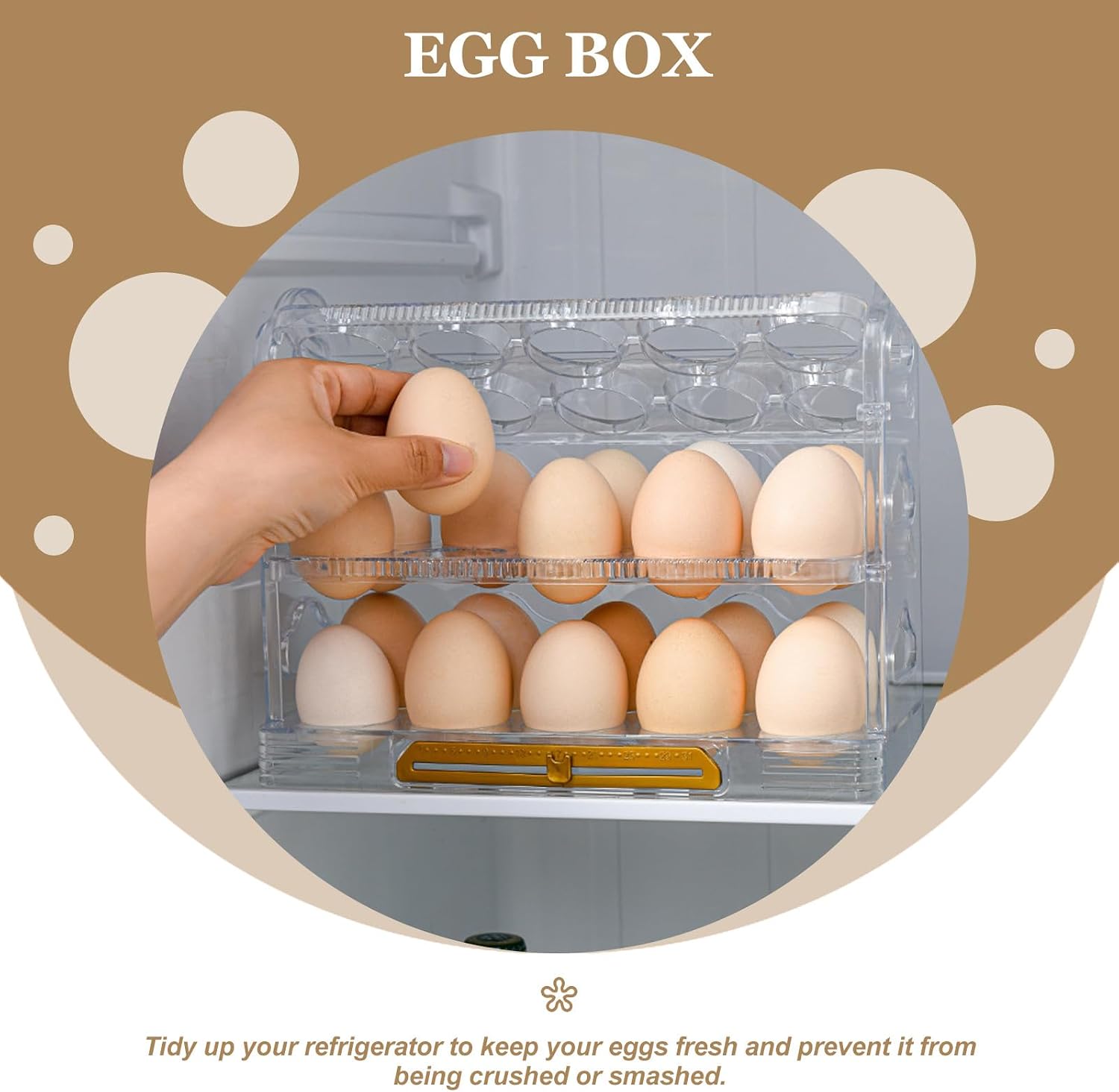 Refrigerator Egg Storage Container with Timer 3-layer Egg Organizer Box for Fridge Side Door for Kitchen