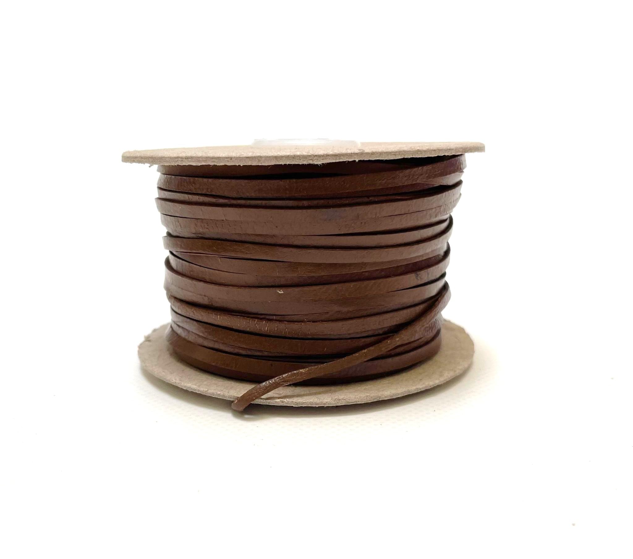 3mm Flat Genuine Leather Cord Thonging Strip Laces Bracelet Necklace Jewellery In (Mid Brown, 5 Metres)