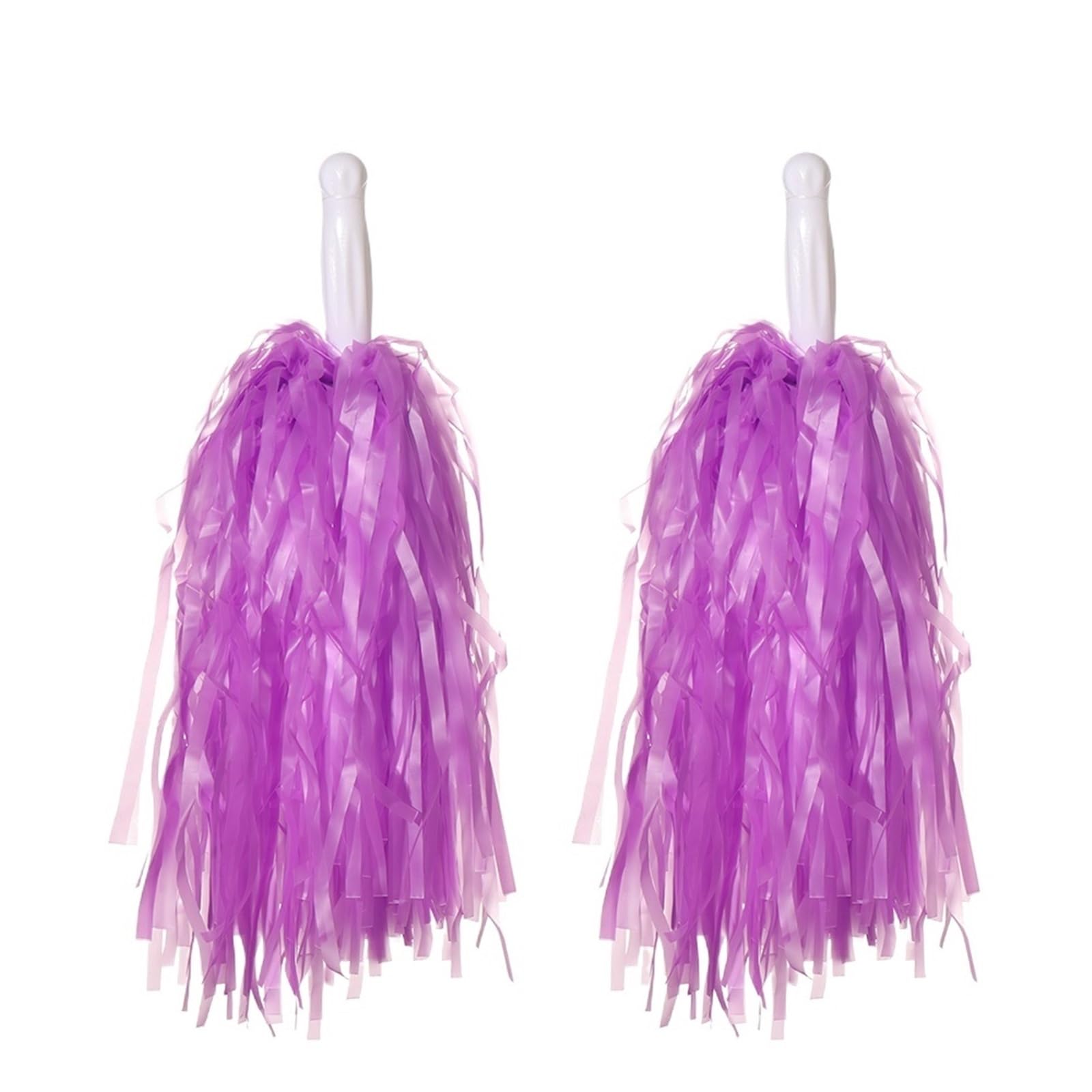 Cheerleader Pom Poms 1Pair Plastic Cheerleader Pompoms Girl Cheer Refueling Props Cheerleading Handle/Double Hole Game Cheering Ball(Handle Purple)