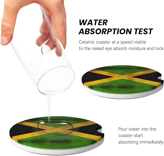 Phayah Old Jamaican Flag Car Coasters 2 Pack 2.56