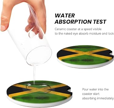 Phayah Old Jamaican Flag Car Coasters 2 Pack 2.56