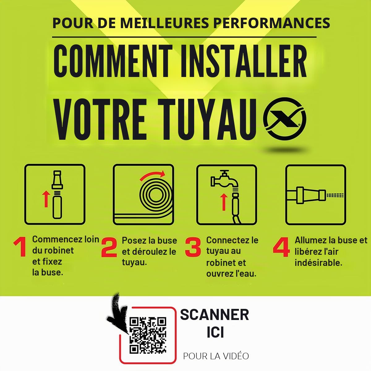 Flexzilla ZillaGreen HFZG5100YW-E Tuyau d'arrosage 1,5 cm x 30,5 m très résistant, léger, sans danger pour l'eau potable