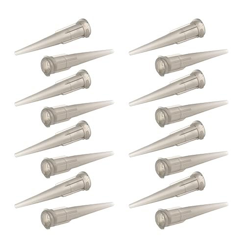 Auniwaig 120 piezas de cabeza cónica de plástico calibre 16 TT punta dispensadora de adhesivo de 0.047in, punta de identificación suave, puntas