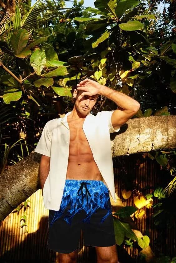 Men's Swim Trunks Hawaiian Bathing Mesh Lining Suit Swimsuits Beach Shorts with Pockets4