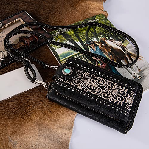 Image of Montana West Western Crossbody Phone Wallet for Women RFID Blocking Wallet Purse with Cash Slots & Zipper Pocket