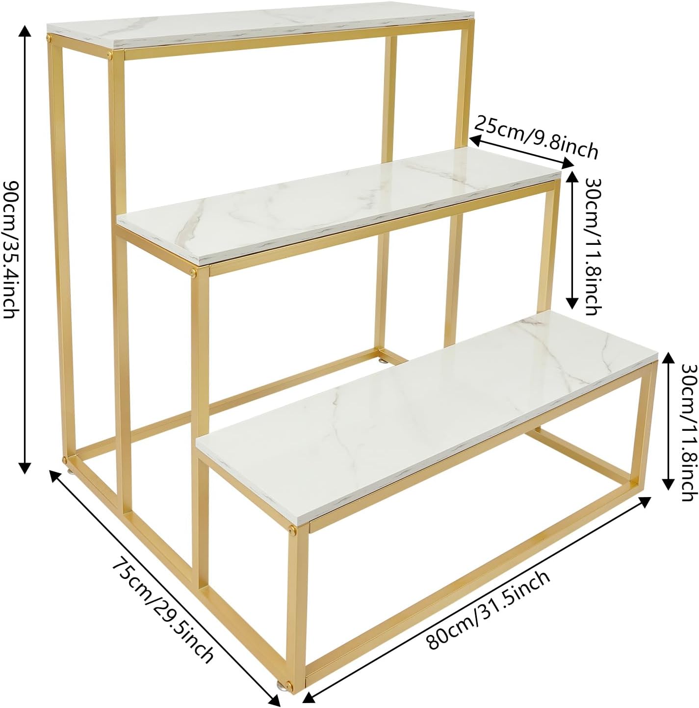Metal Shoe Handbag Display Stand, 3 Tier Retail Nesting Display Tables, Heavy Duty Boutique Display Riser Shelf Modern Standing Clothing Shoes Display Rack for Retail Stores