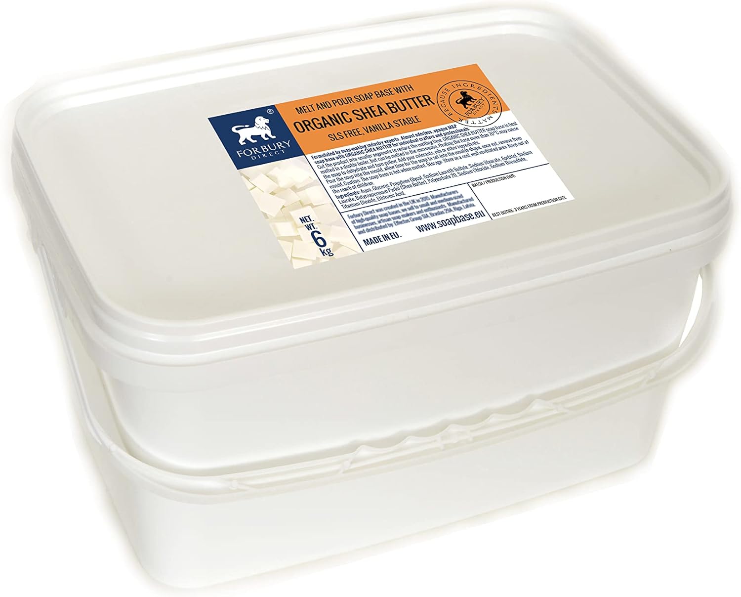 6kg Glycerinseife mit BioSheabutter, Rohseife Seifenbasis (SLSfrei