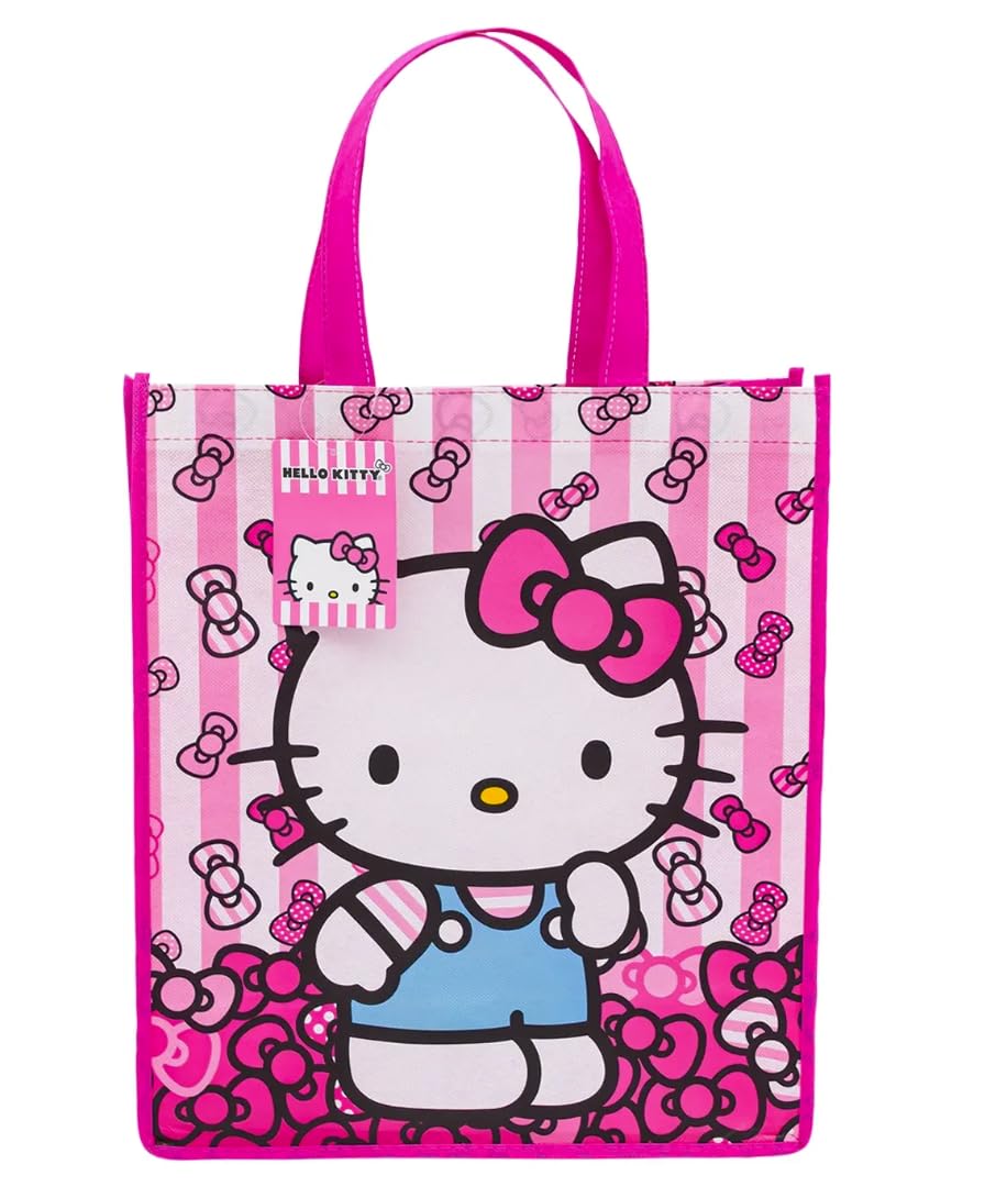 Fast Forward Hello Kitty Reusable Tote Bags, 16 inch, Pink and Red, 3 Pack