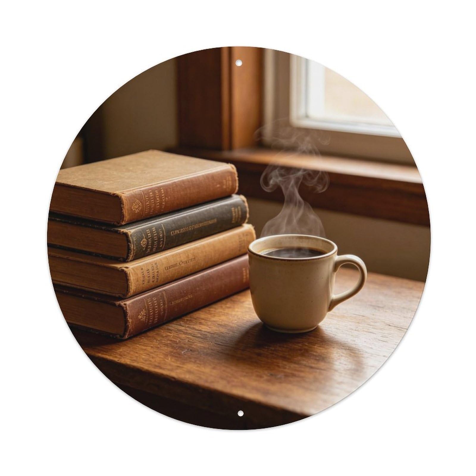 Books And Coffee Metal Tin Sign Plaque