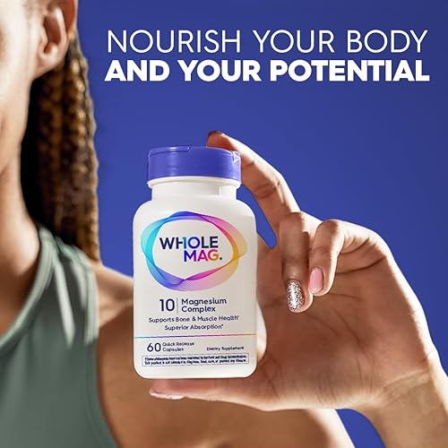 Miniatura 7 de WholeMag Complejo de suplementos de magnesio  60 cápsulas vegetarianas  Apoya la salud muscular, ósea y nerviosa*  Fórmula 10 en 1 para el bienestar