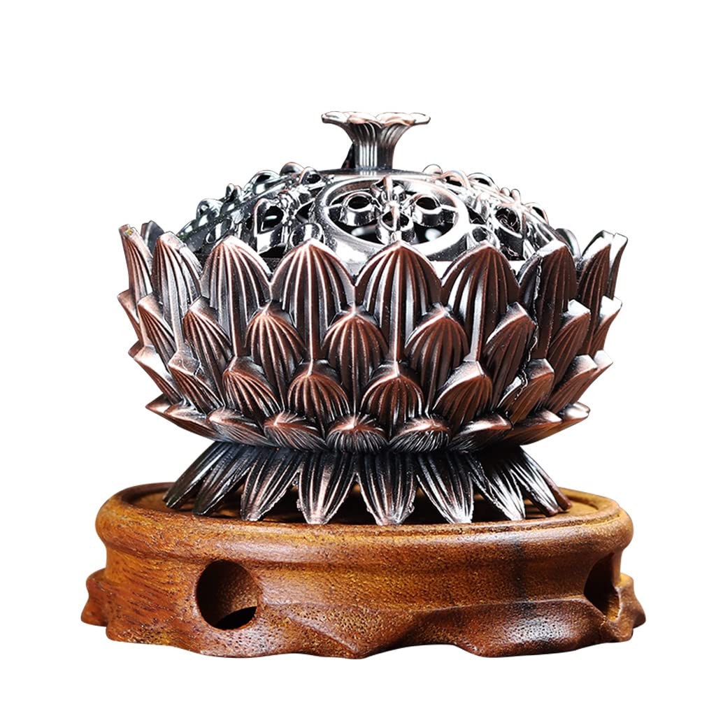 Incense Holder Base Aromatherapy Tea Ceremony Incense Sandalwood Stove Living Room Decoration Zen Alloy Copper Smoked Lotus
