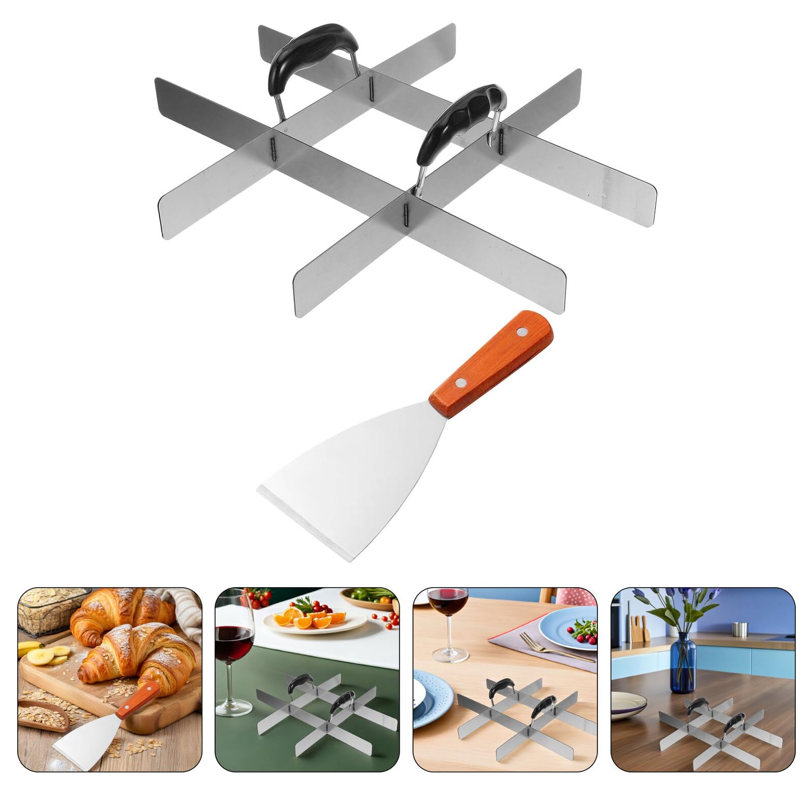 Divisor de Pastel de Acero Inoxidable Secciones con Pala Marcador de Porciones para Tartas Pizzas Brownies y Postres Herramienta Multiuso para Cocina y Repostería