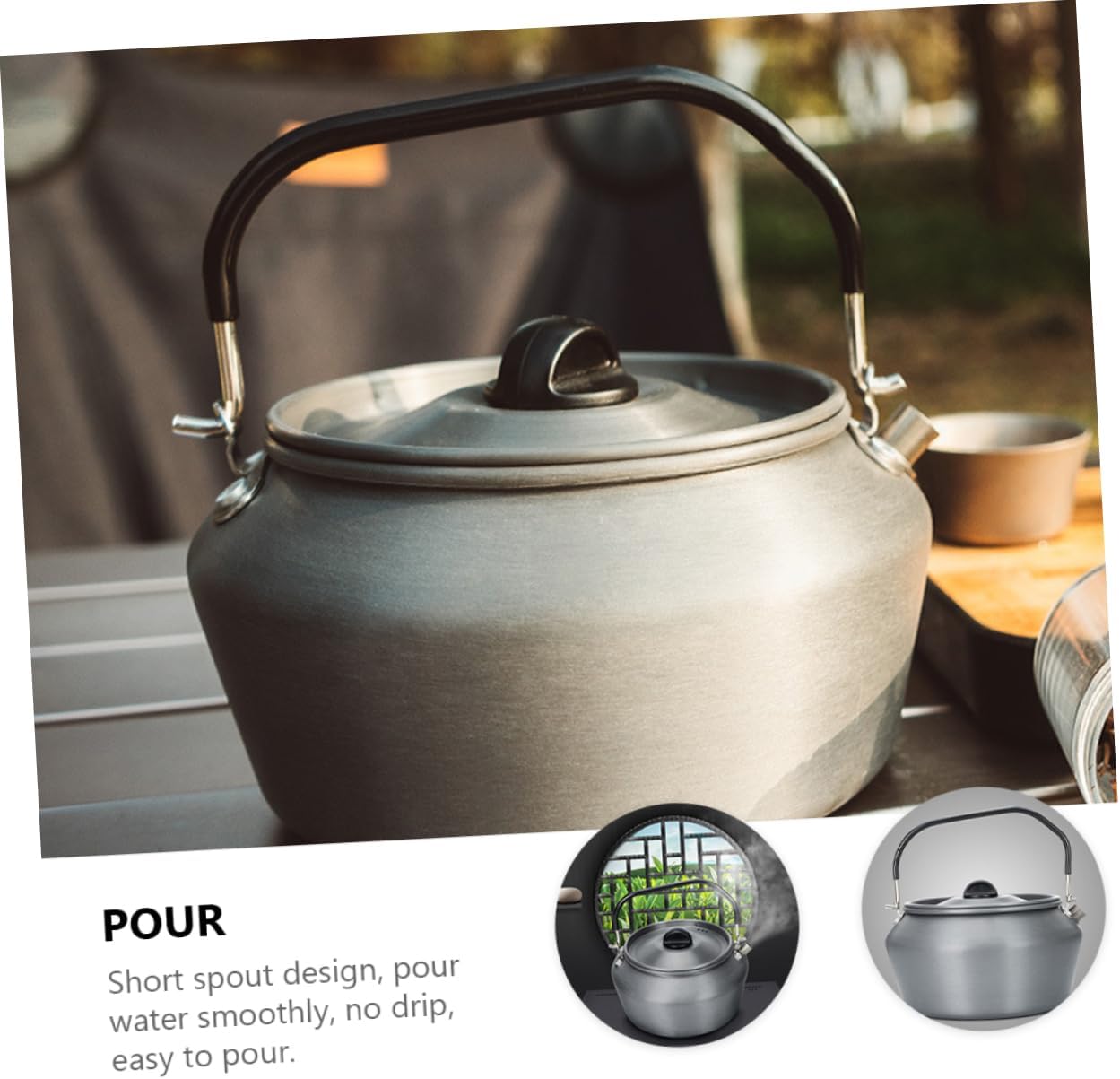 1pc Portable Outdoor Kettle for Camping and Picnics Lightweight Boiling Teapot for Hot Water Tea and Soup Deformation Design