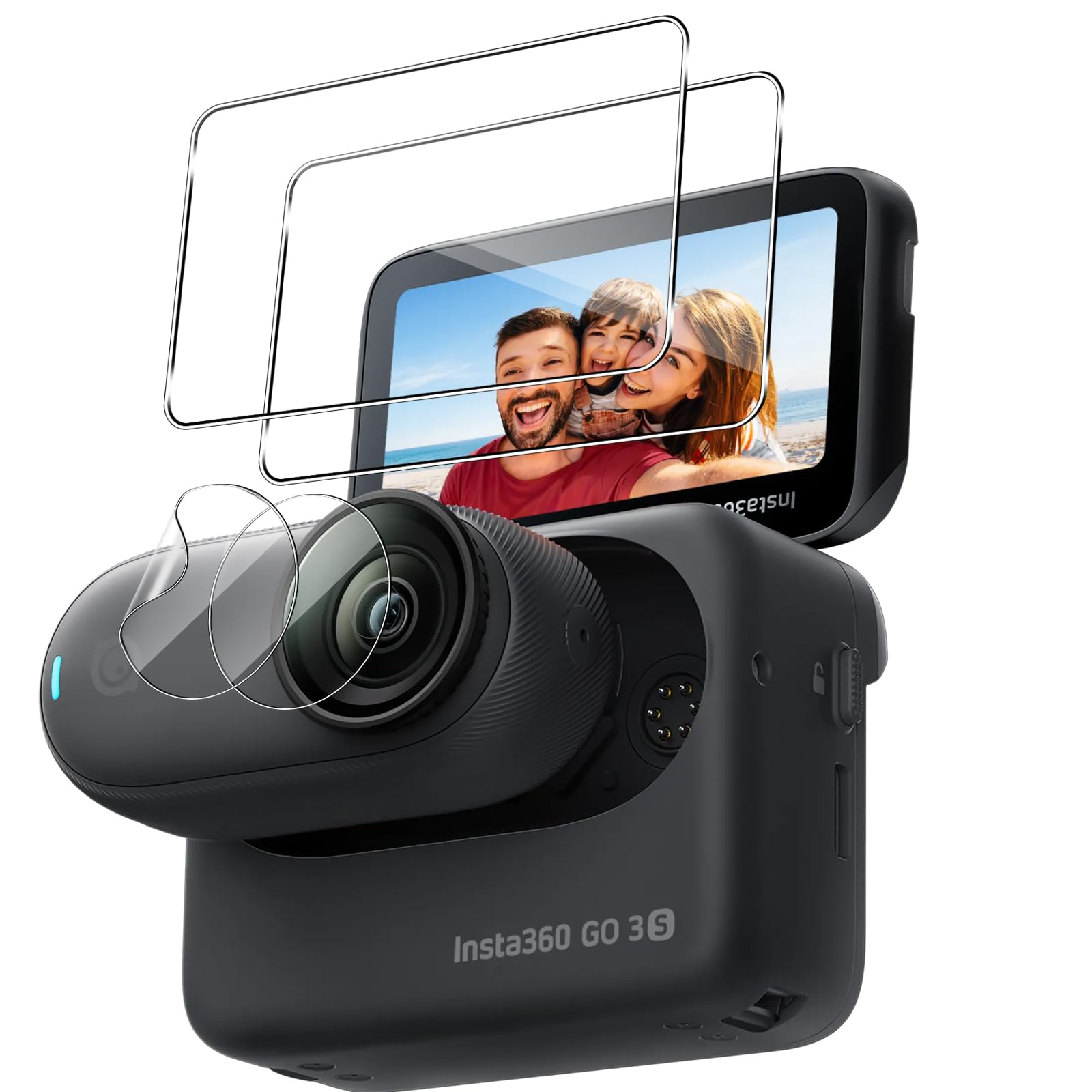 Locofun Verre Trempé Pour Insta 360 GO Ultra, 3 Pièces Protection écran Film, Dureté 9H Film Objectif Ultra HD Vitre Trempé, Sans Bulles