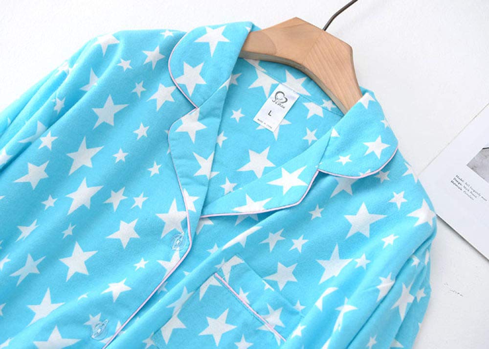 Conjunto De Pijamas De Mujer, Conjunto De Pijama Suave Conjuntos De Salón Con Estampado De Estrellas De Algodón Tejido Top & Pantalones Con Botones Pjs Set Ropa De Dormir De Manga Larga Ropa De Do