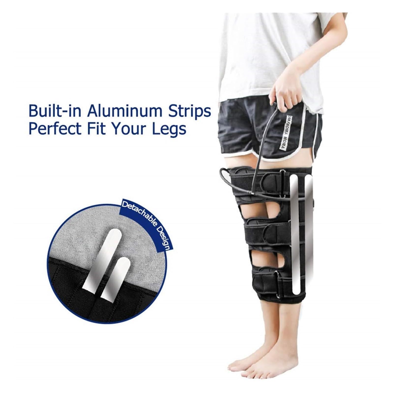 Corrector de piernas arqueadas y rodillas valgas｜Faja correctora piernas X/O regulable para niños y adultos con soporte aluminio extraíble y compresión doble bolsa de aire