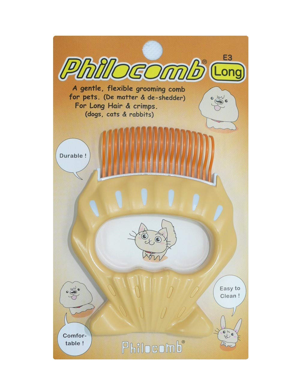 Philocomb E3 - Peine para mascotas con pelo largo