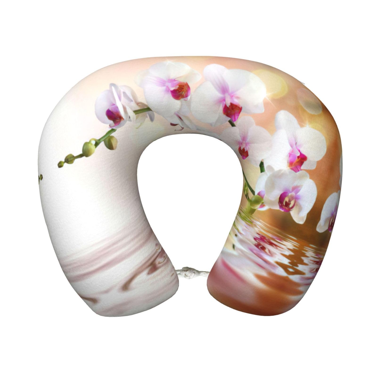 yagDAA White Orchid In The Pond Print U-Shape Travel Neck Pillows Memory Foam Neck Pillow For Airplane Car Office Sleeping Rest
