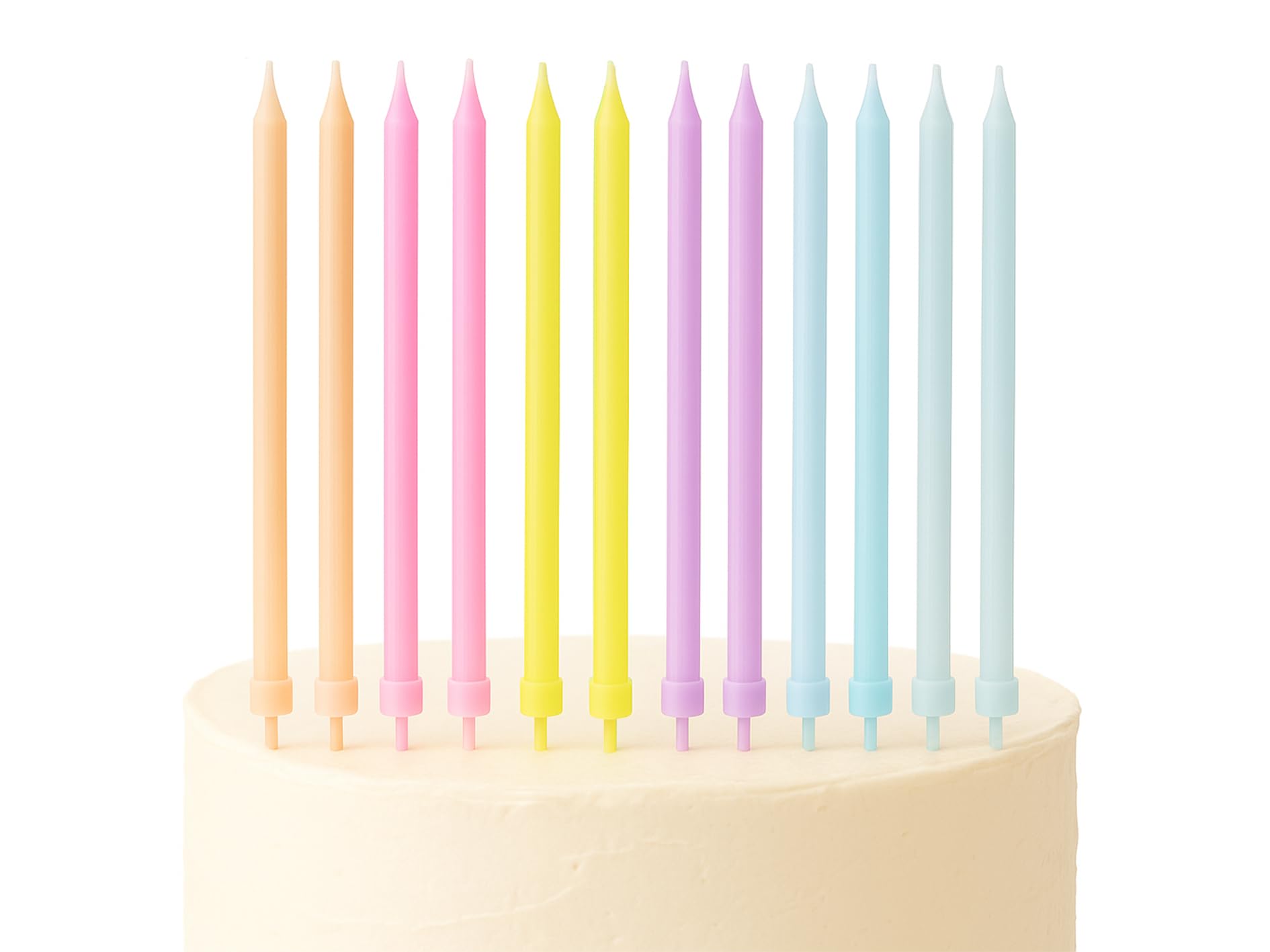 Storm&Lighthouse Pastels 12 Tall Pastel Birthday Candles With Holders Vibrant Assorted Colors Celebration Candles For Birthday Cakes Wedding Party And Anniversary Decorations