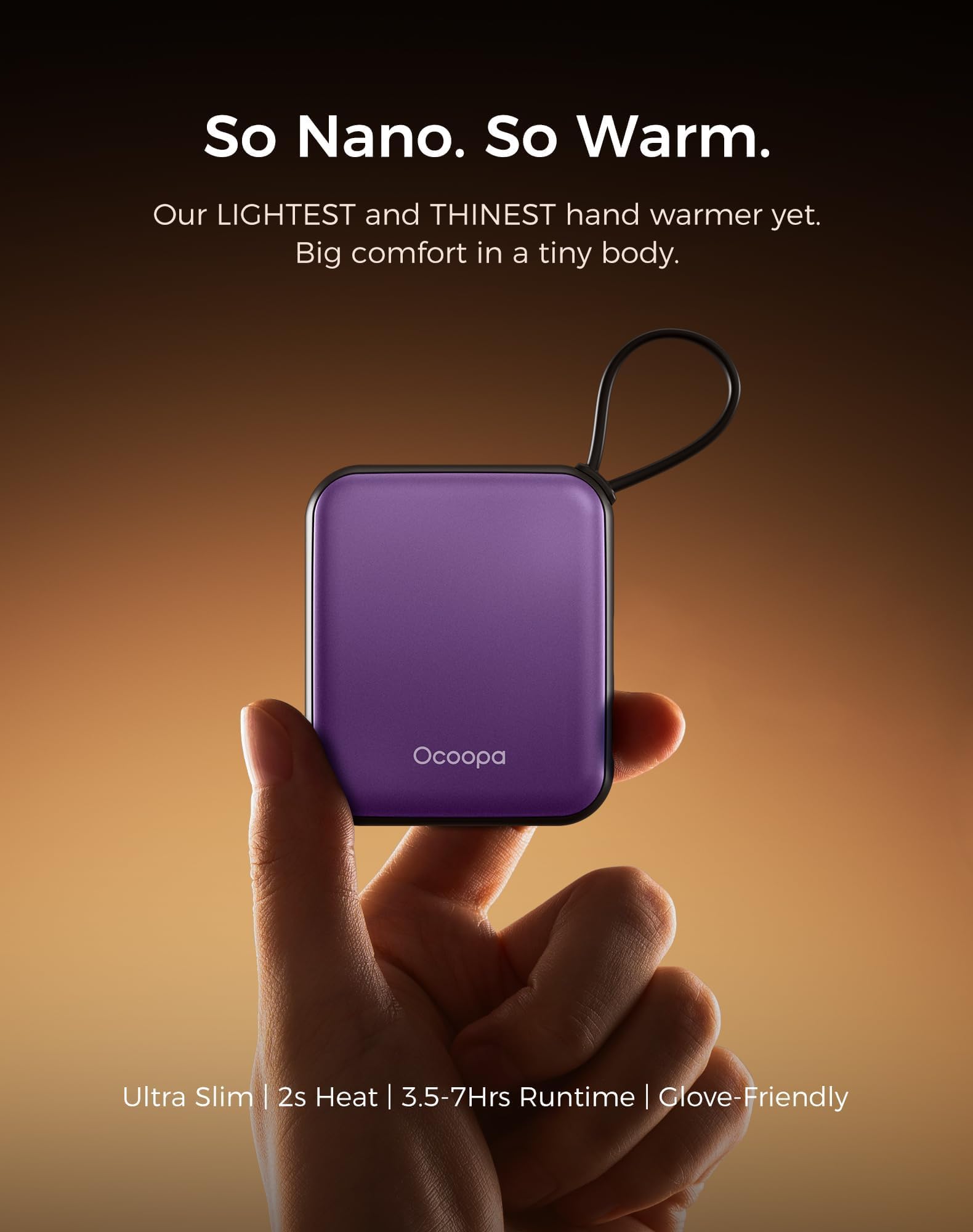 OCOOPA Scaldamani Elettrico 2 Pezzi, Portatile Scalda Mani USB Ricaricabile 4000mAh, 3 Livelli fino a 52°C, Utile Regalo di Natale, Ideale per Sci Invernale, Viaggi e Attività all’Aria Aperta,UT5 Nano