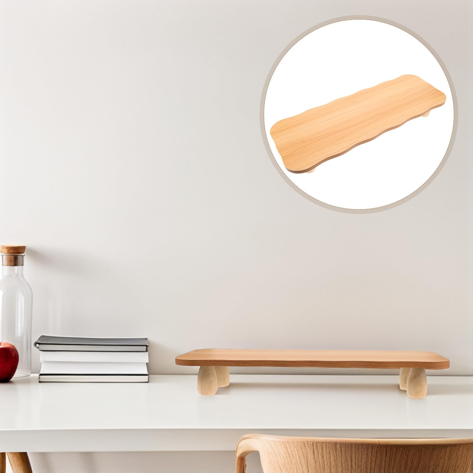 Lurrose Supporto per Monitor da Ufficio in Legno, Rialzo Schermo | Scaffale per Organizzazione Desktop, Design Multifunzionale, Stile Minimal Moderno