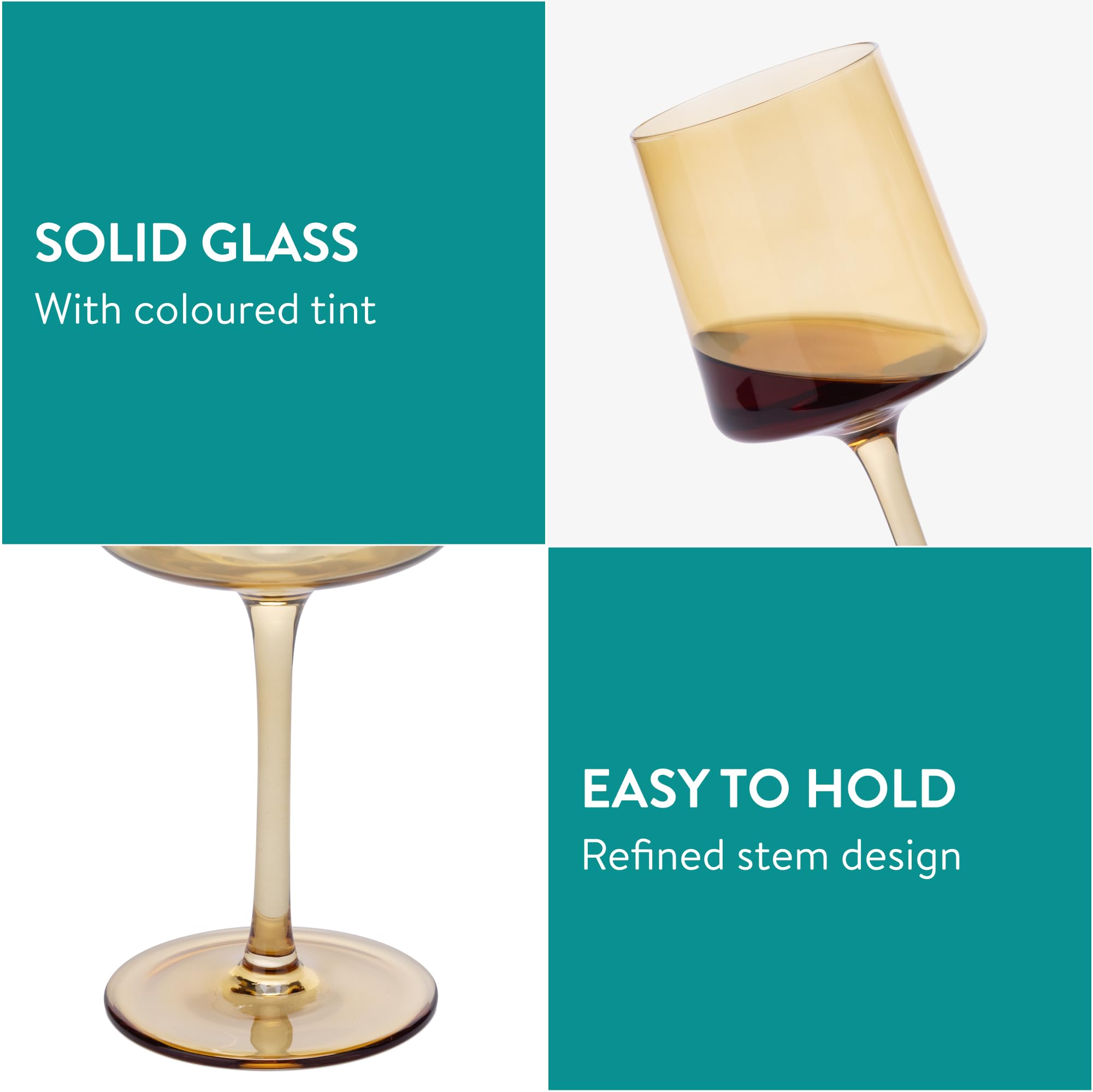 Set Di 4 Calici Da Vino Quadrati Navaris - Bicchieri Colorati Per Vino, Cocktail E Dessert