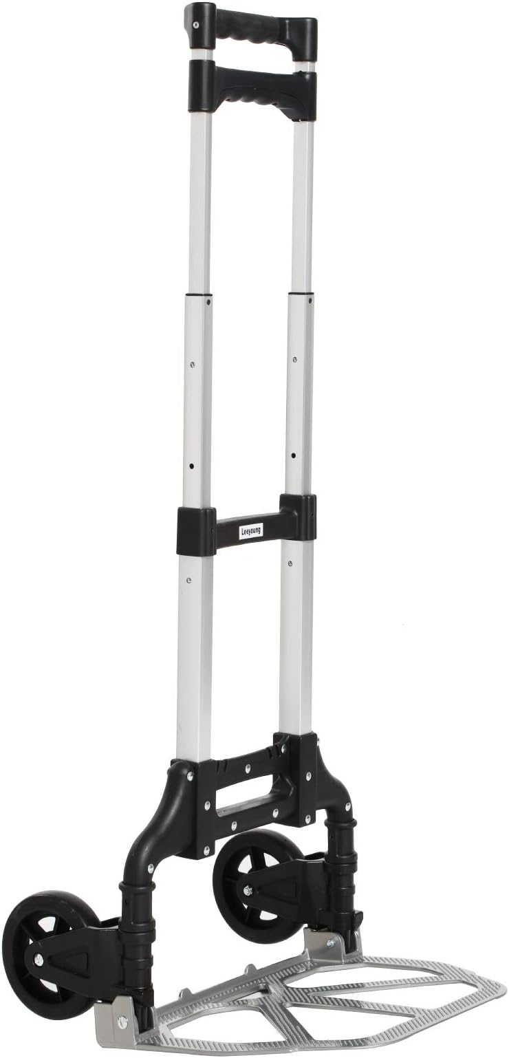 Leeyoung Dolly Cart and Folding Hand Truck Dolly,175 lb Aluminum Foldable Hand Truck with Telescoping Handle and PP+EVA Wheels