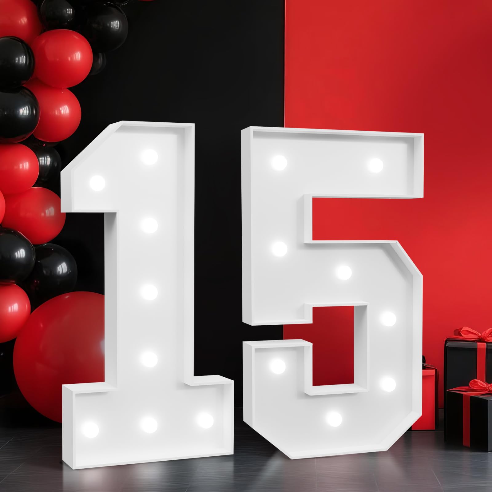 Photo 1 of 2FT Marquee Numbers 15, Light up Numbers for 15 Birthday Decoration, Large Light Up for 15 Years Old Birthday Party, Anniversary Party Decor Birthday Sign, Pre-Cut Foamboad Mosaic DIY