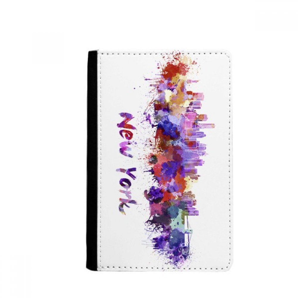 New York America City Watercolor Passport Holder Notecase Burse Wallet Cover Card Purse