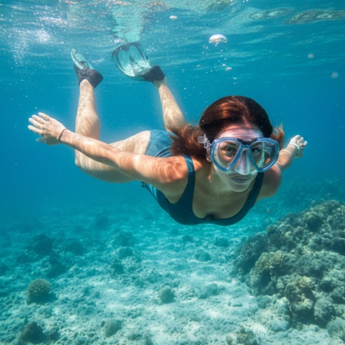 SEAC Clear – Maschera Subacquea Antiappannamento Doppia Lente in Silicone | Maschera per Immersioni e Snorkeling Antifog Low Volume