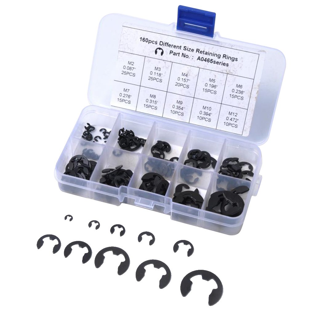 CALANDIS® Great Performance 160Pcs E-Clip Retaining Ring Snap Ring Assortment Kit