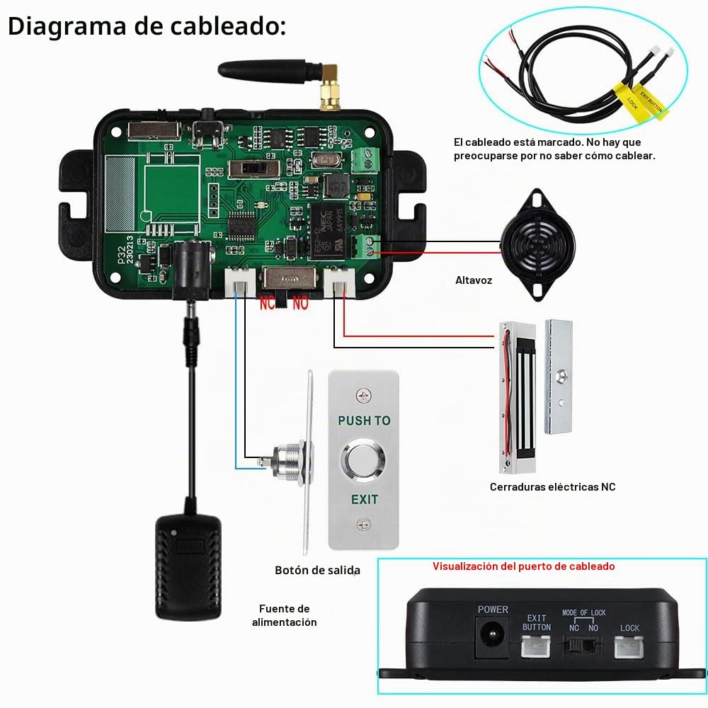 Sistema de Cerradura con Tuya App Control,Emparejado con Cerradura Magnética Electrónica de 180kg,Mando a Distancia Inalámbrico y Botón de Fin de Carrera