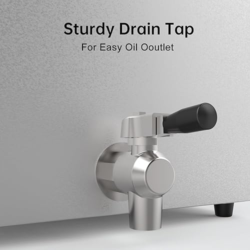 Miniatura 5 de Valgus Dual Tanks - Freidora eléctrica comercial de 1700 W, 120 V, 26 L, de gran capacidad, de acero inoxidable, para encimera de cocina, con cesta