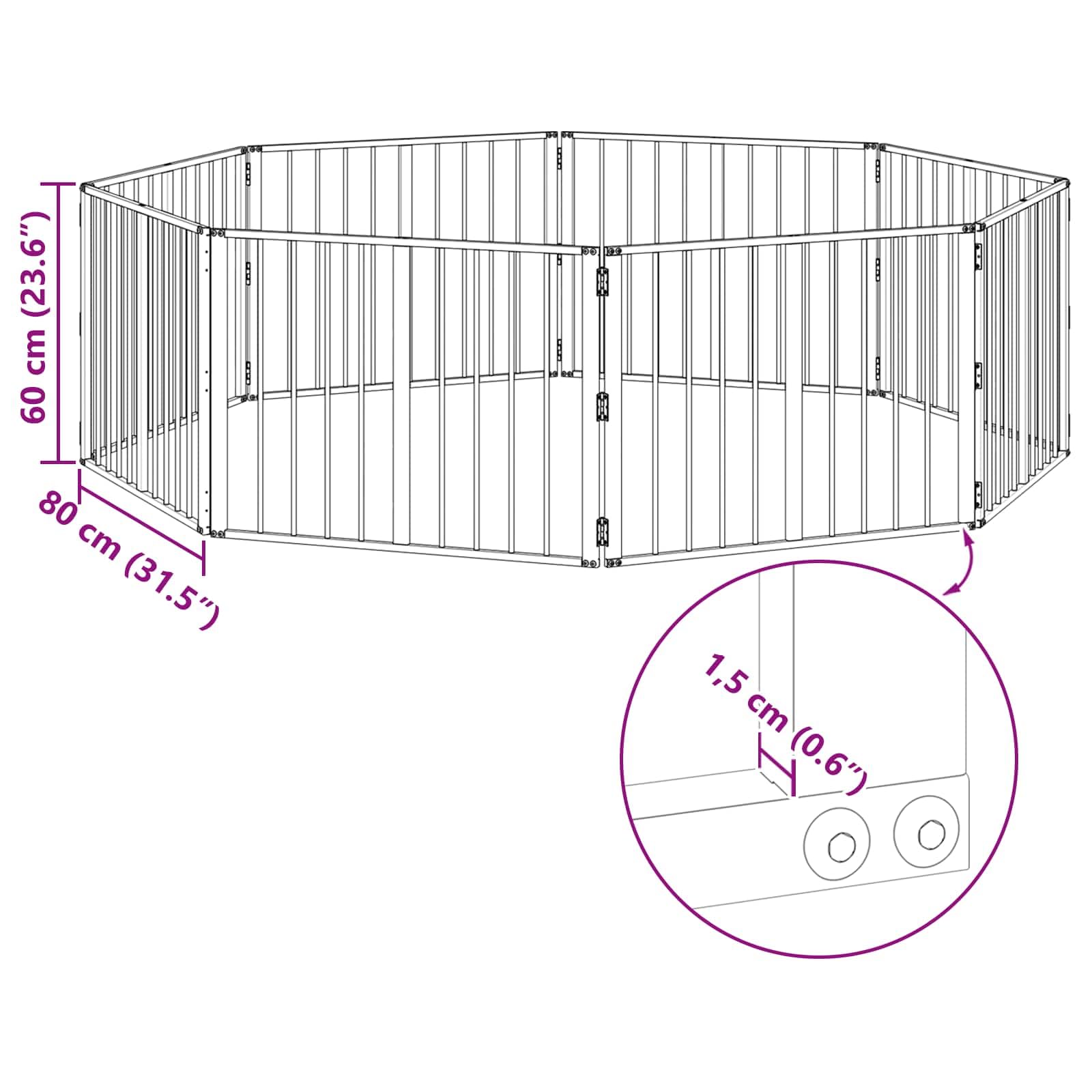 Portería para perros de acero galvanizado, 8 unidades, color negro, 80 x 60 cm, plegable y portátil, para cachorros y perros pequeños, rejilla versátil para barrera, protección y seguridad