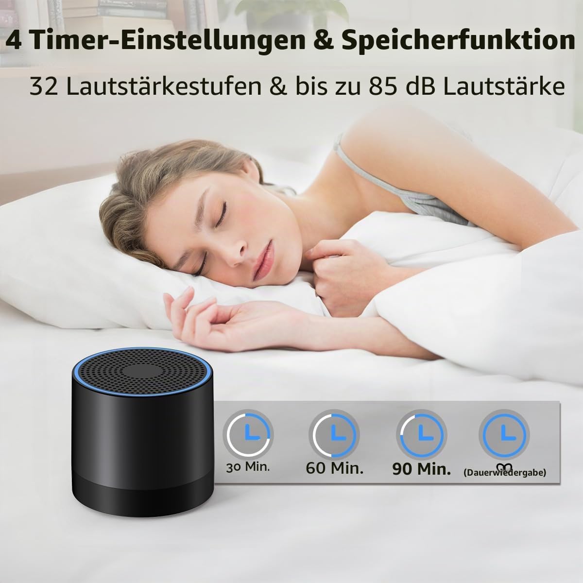 Sound Machine Mini White Noise Brown Noise Machine with 30 Soothing Sounds Loud Speaker Portable Rechargeable Baby Sleep Machine 4 Timers Memory Function for Newborn Kid Adults & Home Travel