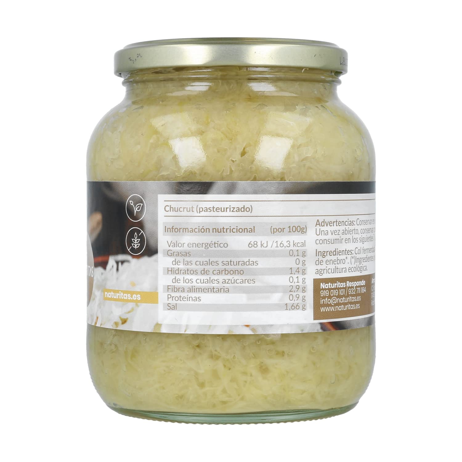 Crauti Bio 680g Naturitas Essentials | Digestivi | Vegano | Senza Glutine | Pastorizzati | Rinforza il sistema immunitario