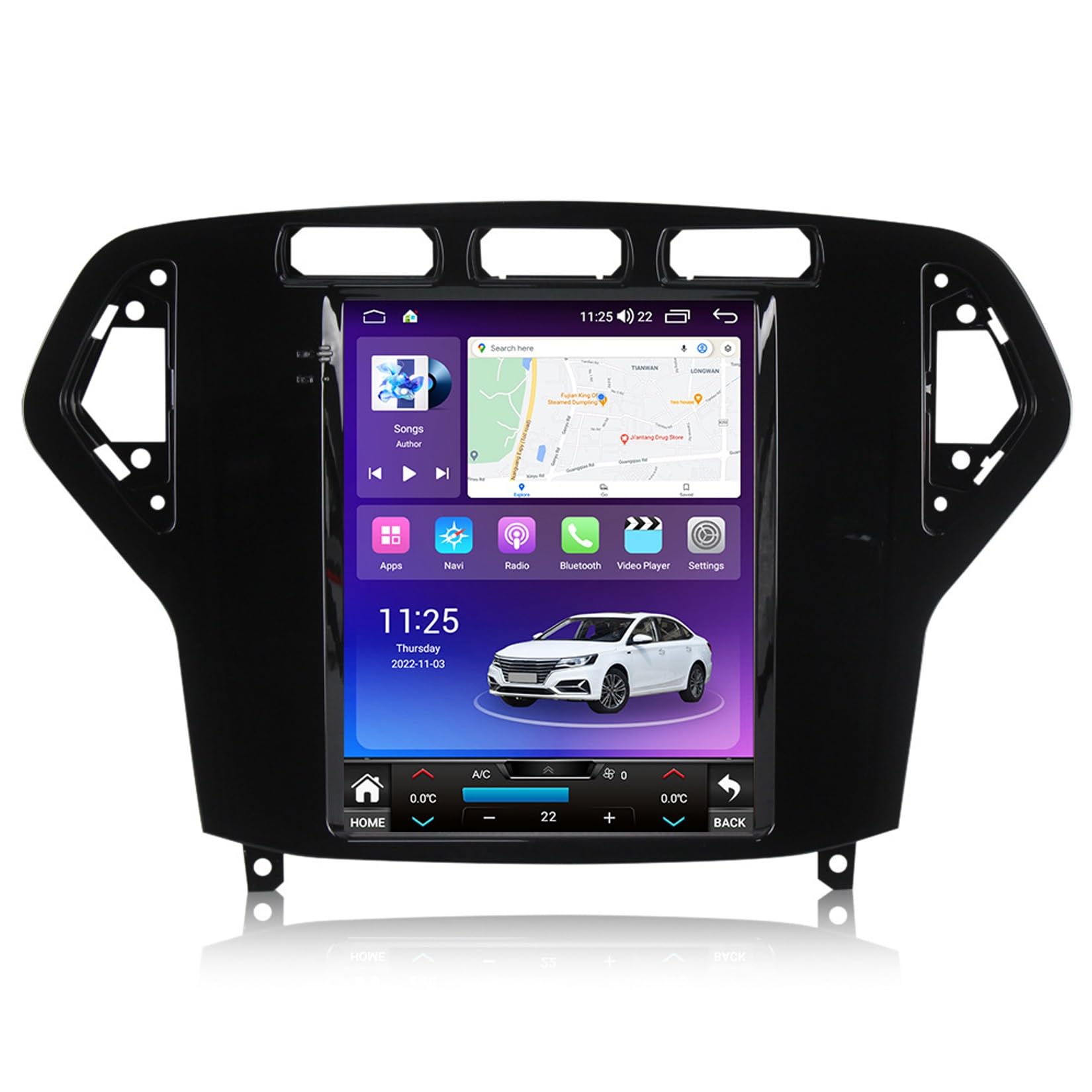 Genérico Radio de Coche Android 13 de 9,7" con Doble DIN para Ford Mondeo MK4 (2007-2010), Bluetooth, Pantalla táctil, CarPlay, cámara de reversa AHD, navegación GPS y Controles en el Volante.