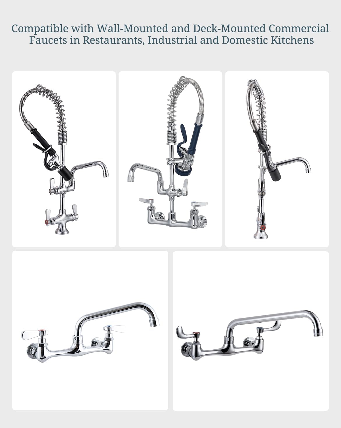 Commercial Faucet Parts 14 Inch Swivel Spout Replacement Kit for Commercial Kitchen Sink Faucet 1.8 GPM Stainless Steel Swivel Swing Add-on Nozzle for 2 or 3 Bay Compartment Sinks