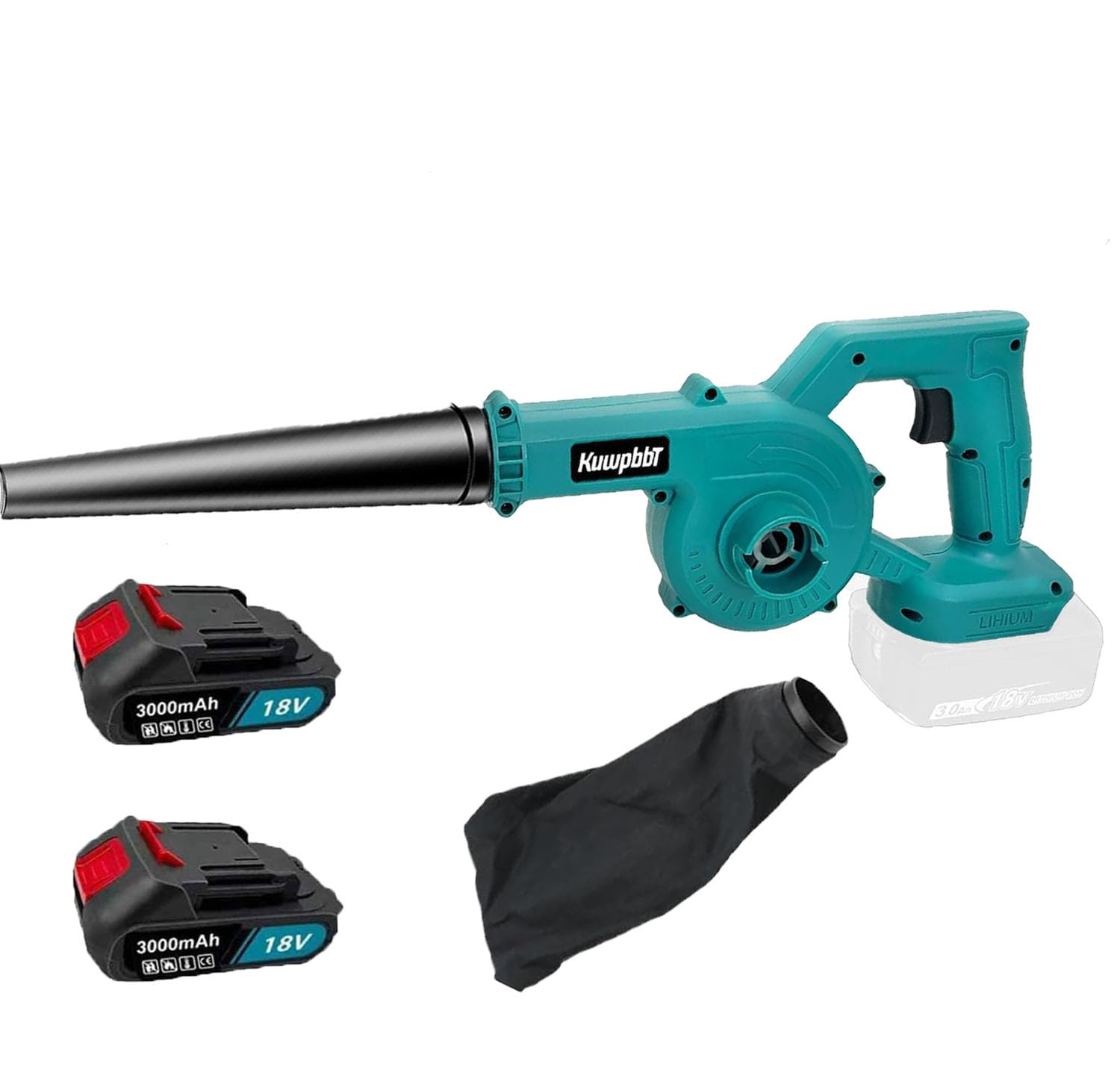 Cordless Air Leaf Blower Compatible with Makita DUB185Z 18V Battery, Electric Jobsite Air Blower Powerful for Garden Lawn Care Leaf Snow Blowing,Car Computer Dust Cleaner (2 Batteries 3000mAh)
