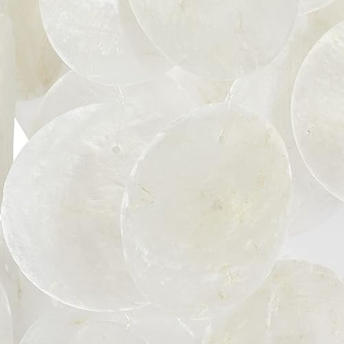 Miniatura 7 de Deco 79 Capiz Shell - Campanilla de viento de cascada, 5 x 5 x 27 pulgadas, color blanco