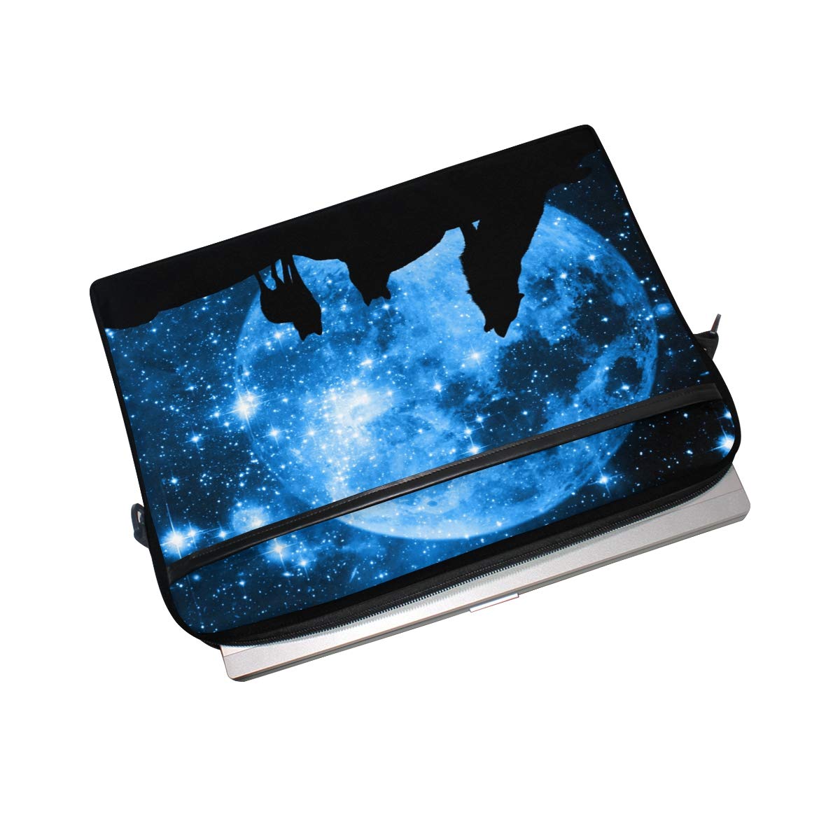 HaJie Borsa Per Portatile 14" – Design Galaxy Star Animal Wolf – Con Tracolla Smontabile E Tasche Frontali – 38,1x27,9 Cm