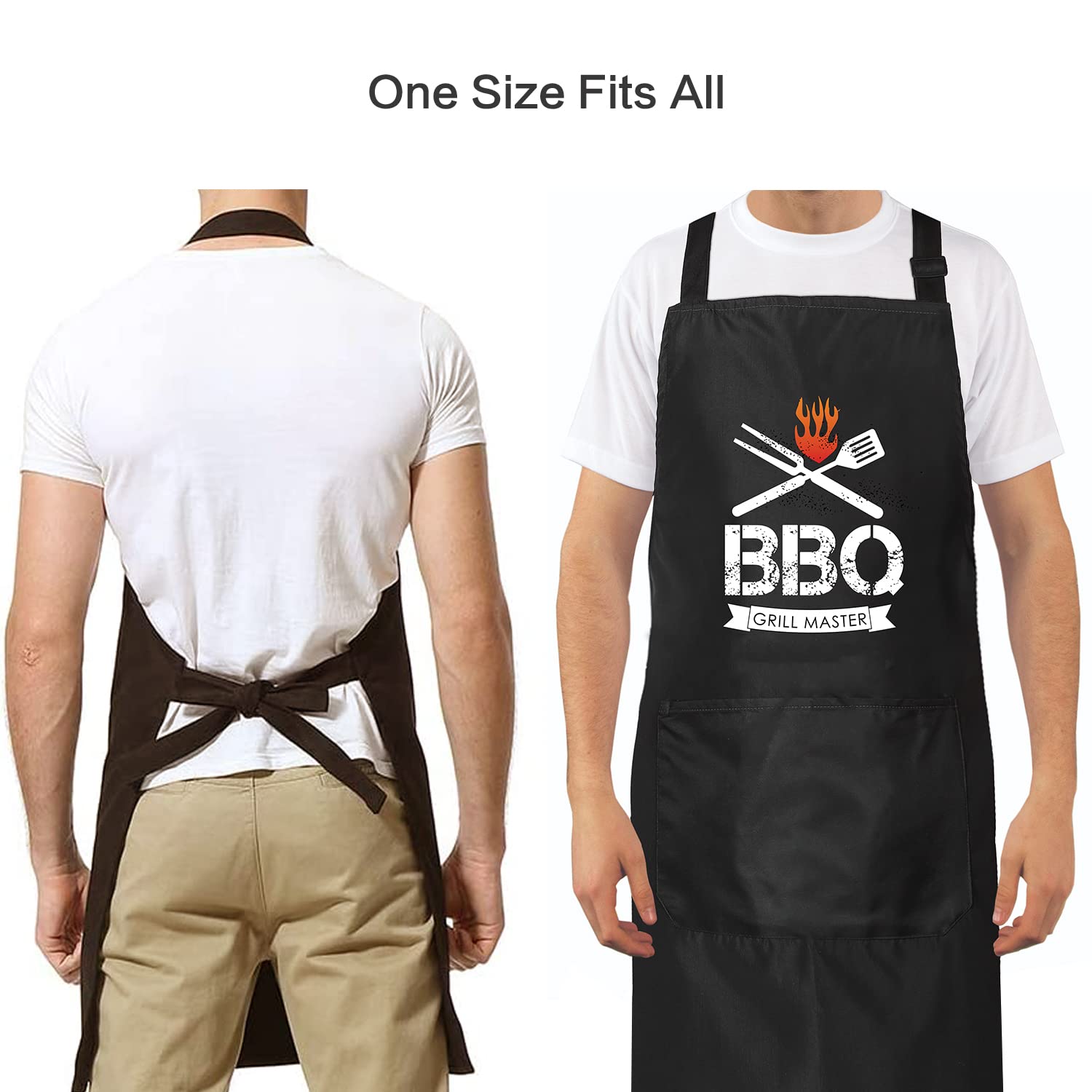 FunChaos BBQ Apron For Men, World's Best DAD, Adjustable Black Apron With 2 Pockets, Personalised Apron For Men Dad Husband Boyfriend Grandfather (Water Resistant-555843
