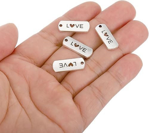 Miniatura 9 de PATIKIL Dije de palabra, 20 piezas de mini dije de palabra, grabado a granel, vintage, metal, notas, diseñador, bricolaje, para hacer joyas,