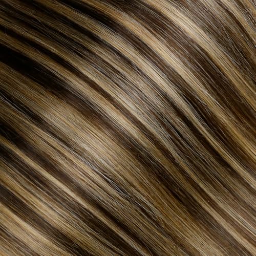Image of LaaVoo Tape in Weft Hair Extensions Genius Tape Weft Extensions Ombre Dark Brown to Blonde Invisible Tape in Human Hair Extensions PU Tape 22inch 50G