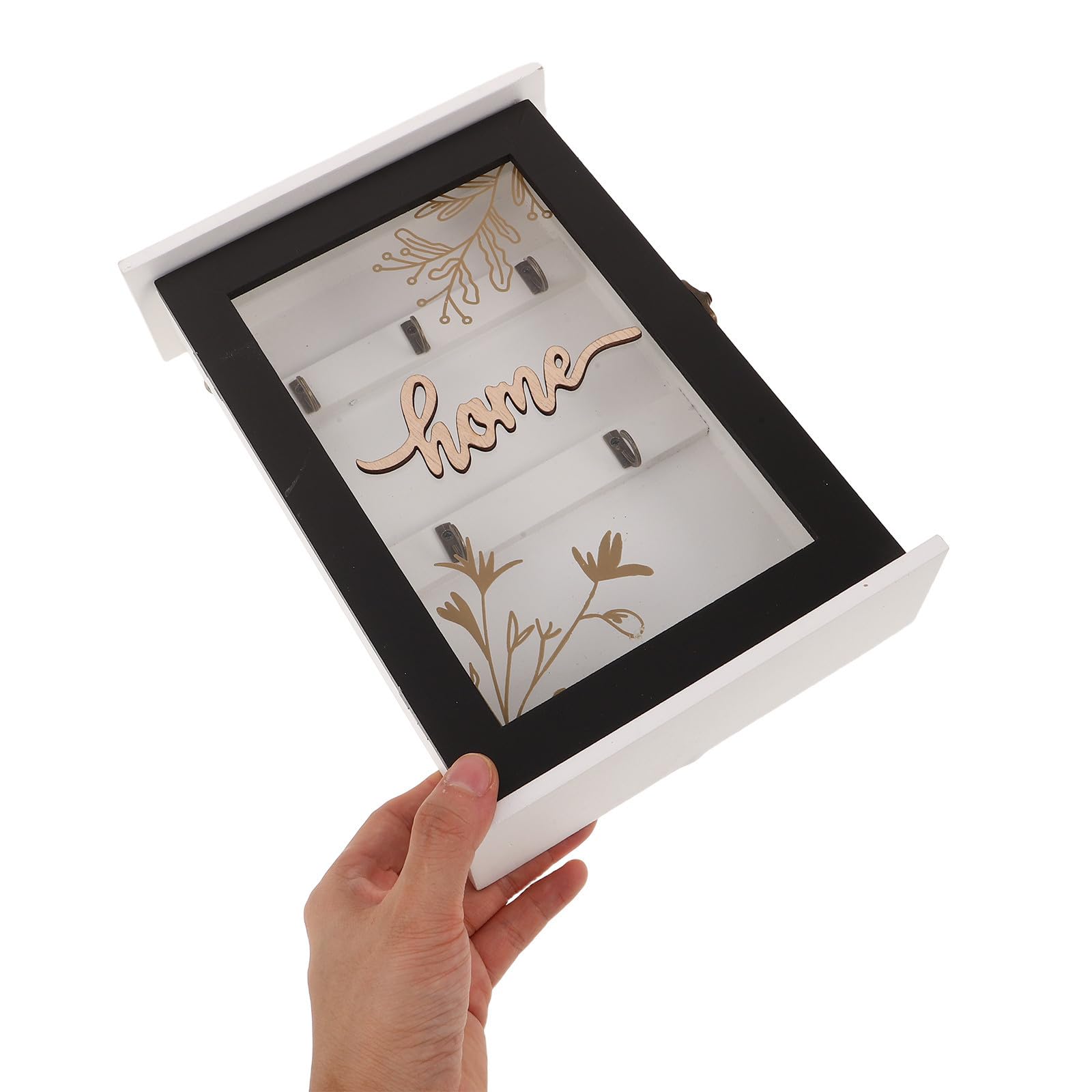 Luxshiny Armario de Llaves de Madera Rústica Negro, Organizador Colgante para Pared con Cerradura, Caja de Almacenamiento para Entrada y Oficina, Llavero de Pared Decorativo y Funcional