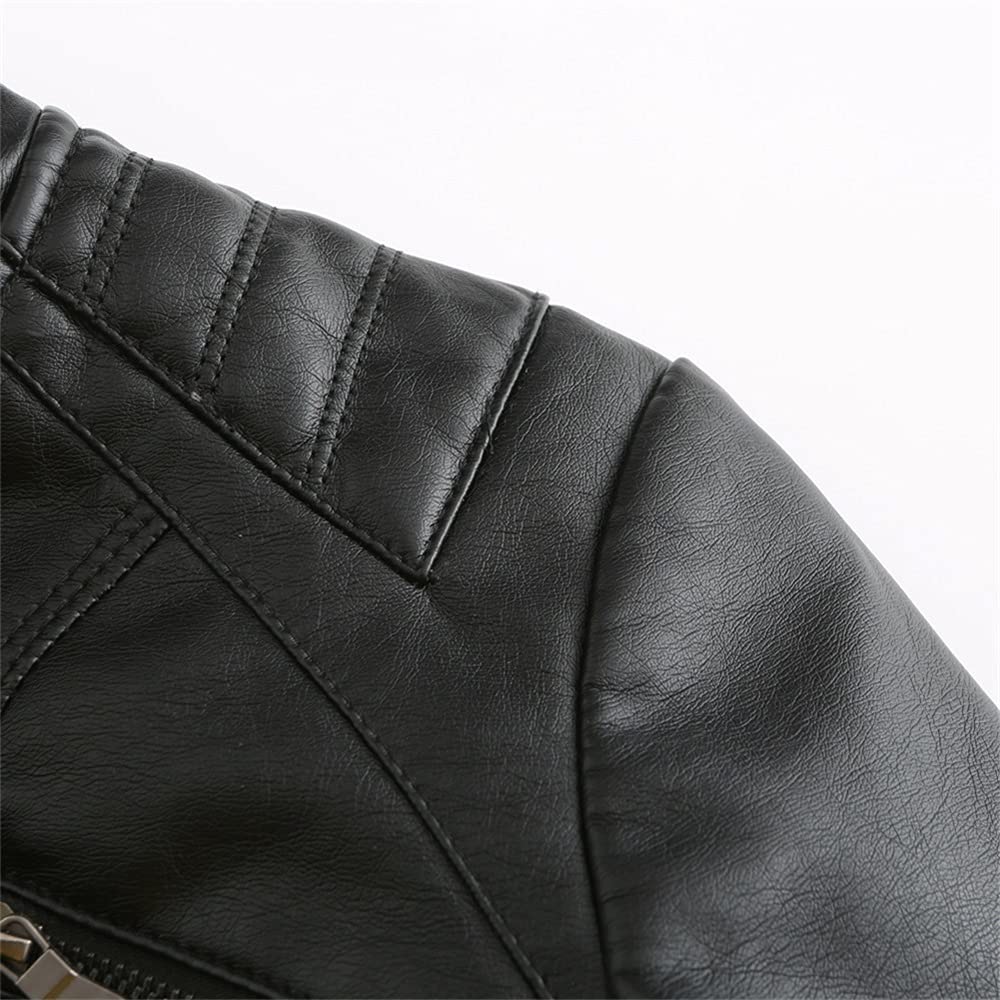 YFFUSHI Femme Veste en Simili Cuir Décontracté Style Motard PU Biker Blouson Cuir en Col Montant