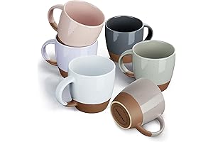 Morandi Color Ceramic Coffee Mugs Set of 6, 18 oz Coffee Mugs...