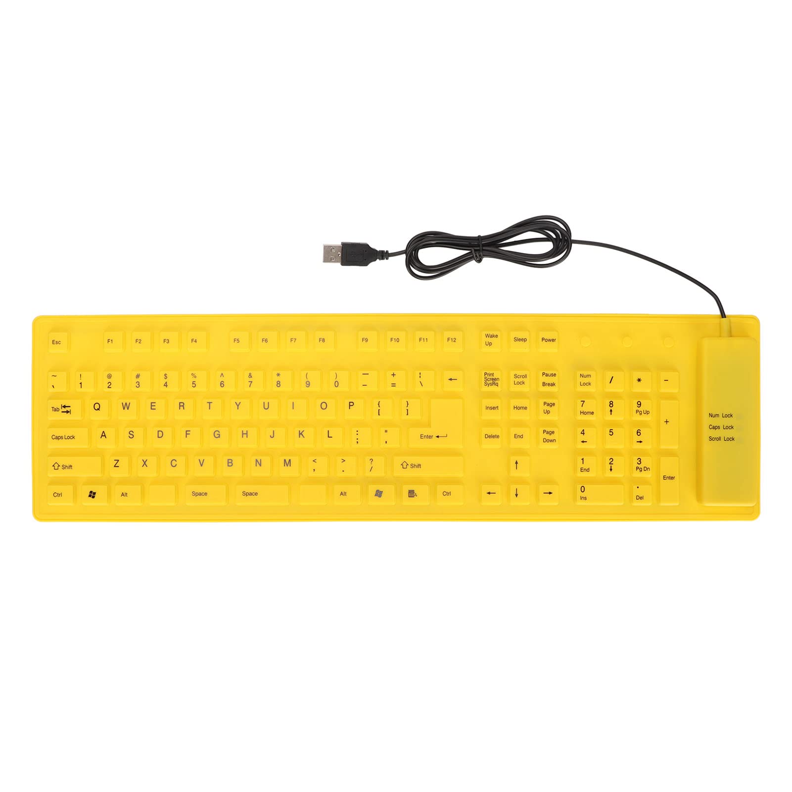 Tastiera Pieghevole In Silicone Asixxsix USB Cablata – 108 Tasti, Impermeabile, Antipolvere, Digitazione Silenziosa, Plug&Play Per PC E Notebook (Gialla) - 4