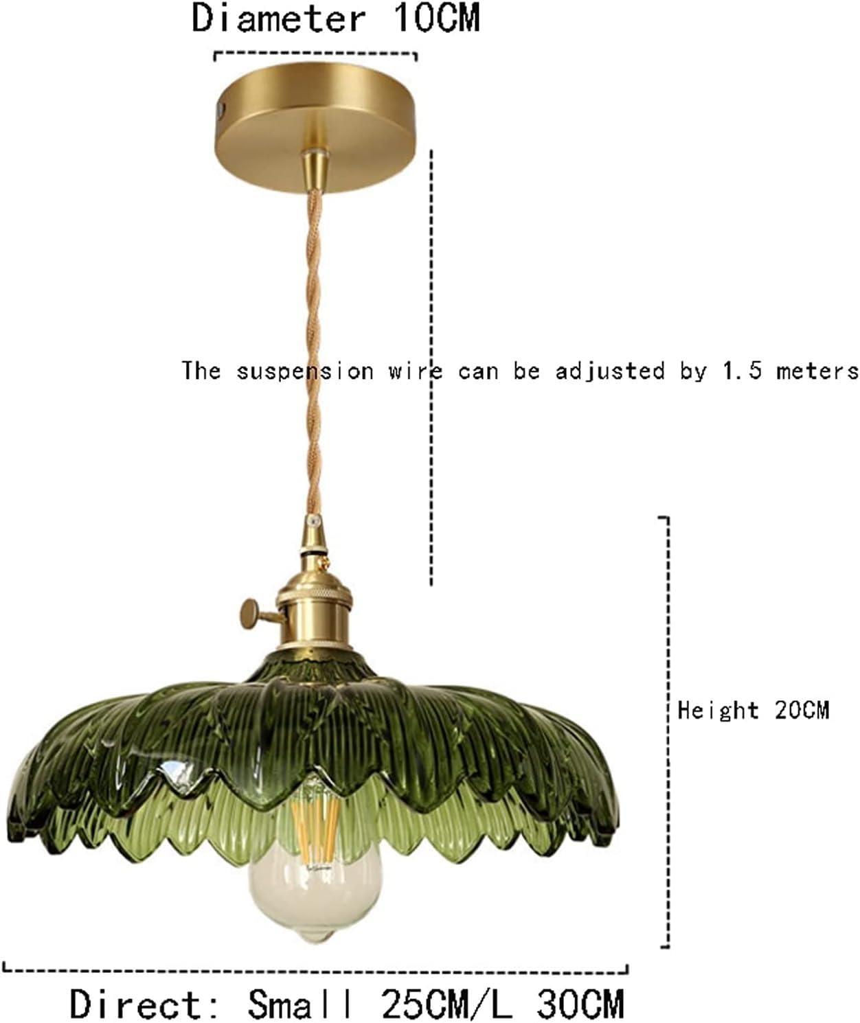 Moderne Lampe Suspendue en Verre Ondulé Fleur Vintage Suspension Déco